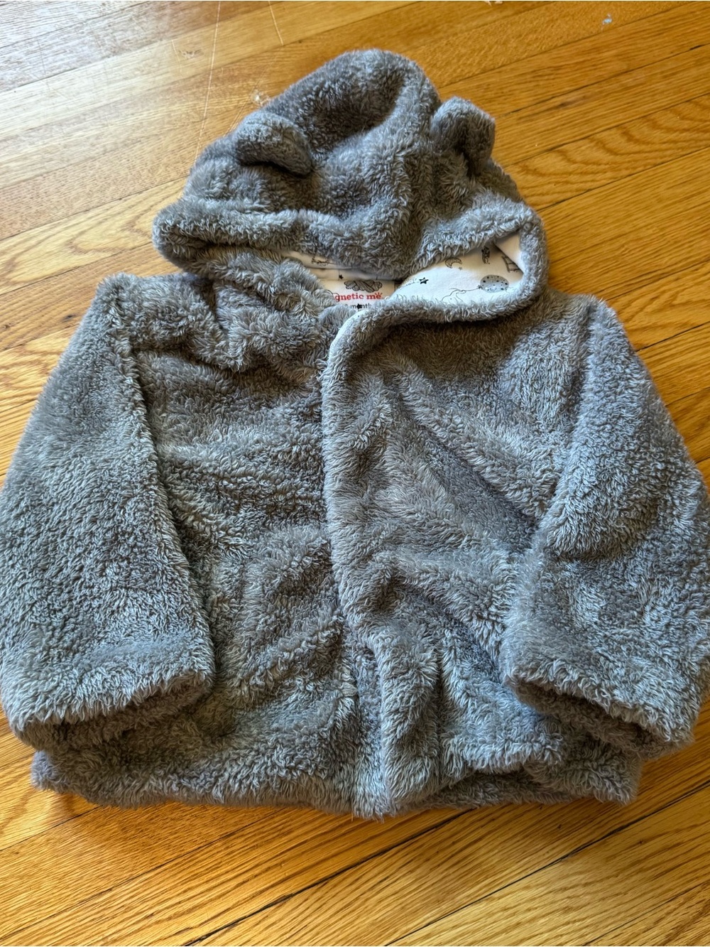 Magnetic me Cozy Gray‎ Fleece Hooded Jacket with ears 12-18 months